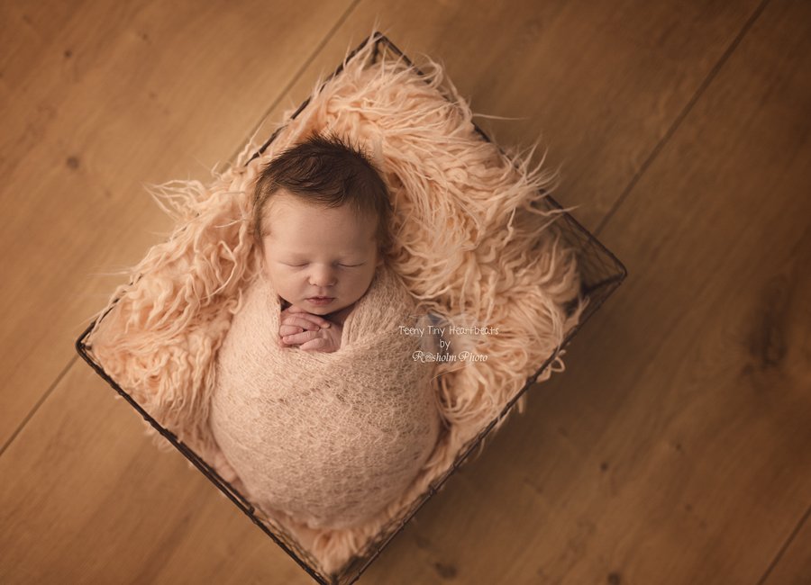 nyfødt pakket ind hos fotograf